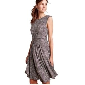 Anthropologie Moulinette Souers‎ Black Zentangle Scoop Back Stretch Jersey Dress